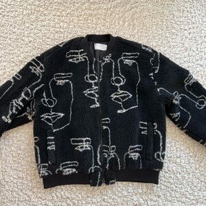 ASOS black DESIGN fuzzy bomber jacket